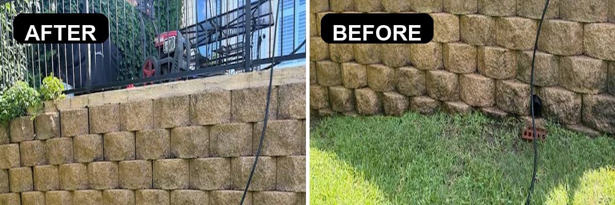 Large before and after comparison of exterior cleaning